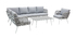 Salon de jardin en aluminium blanc, cordes et tissu gris clair HALONG