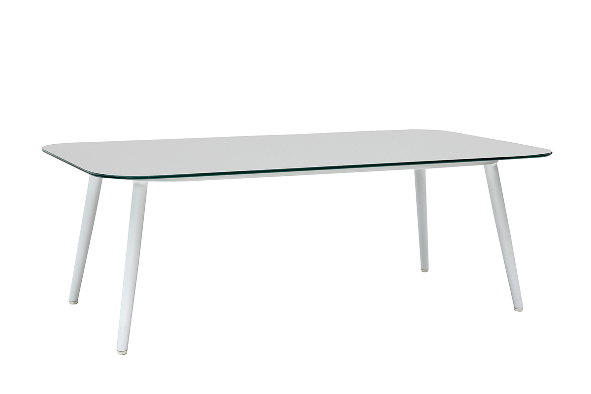 Salon de jardin en aluminium blanc, cordes et tissu gris clair HALONG