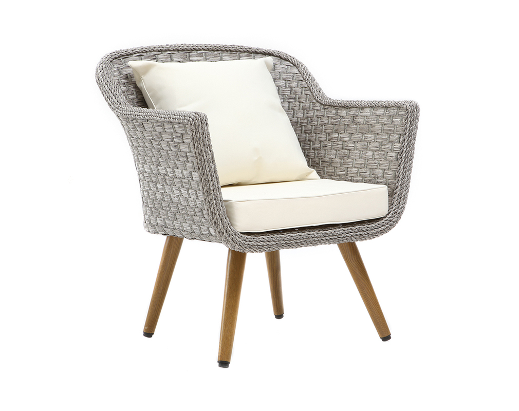 Salon De Jardin En Resine Tressee Avec Table Basse Gris Et Bois