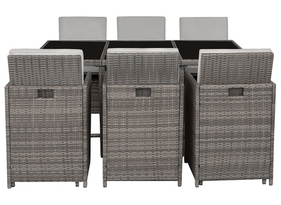 Salon De Jardin En Résine Tressée Avec Table Et 6 Fauteuils Gris Dalias