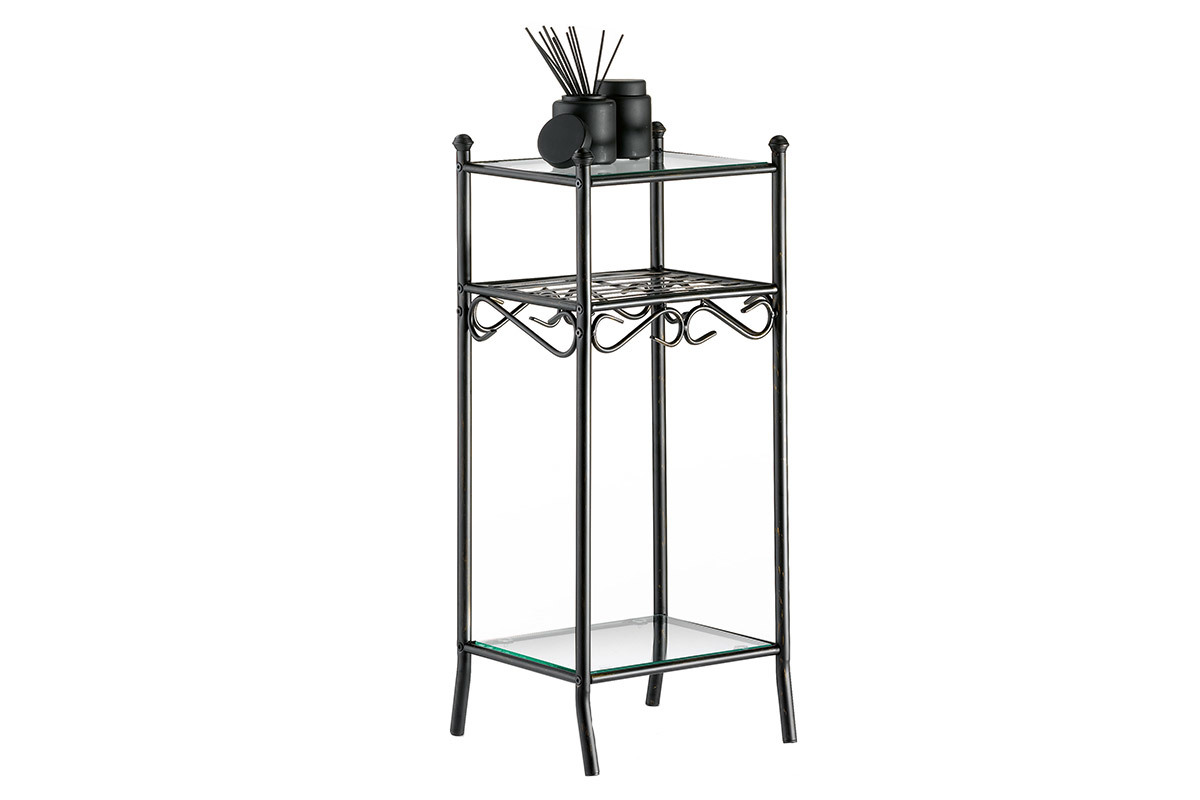 Sellette / table de t�l�phone en verre et acier Florence