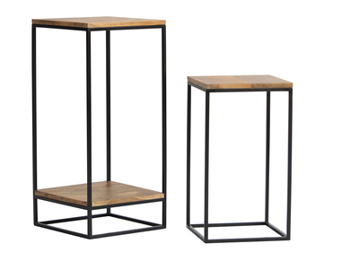 Sellettes gigognes en bois manguier massif et métal noir L34 cm (lot de 2)  IGGY