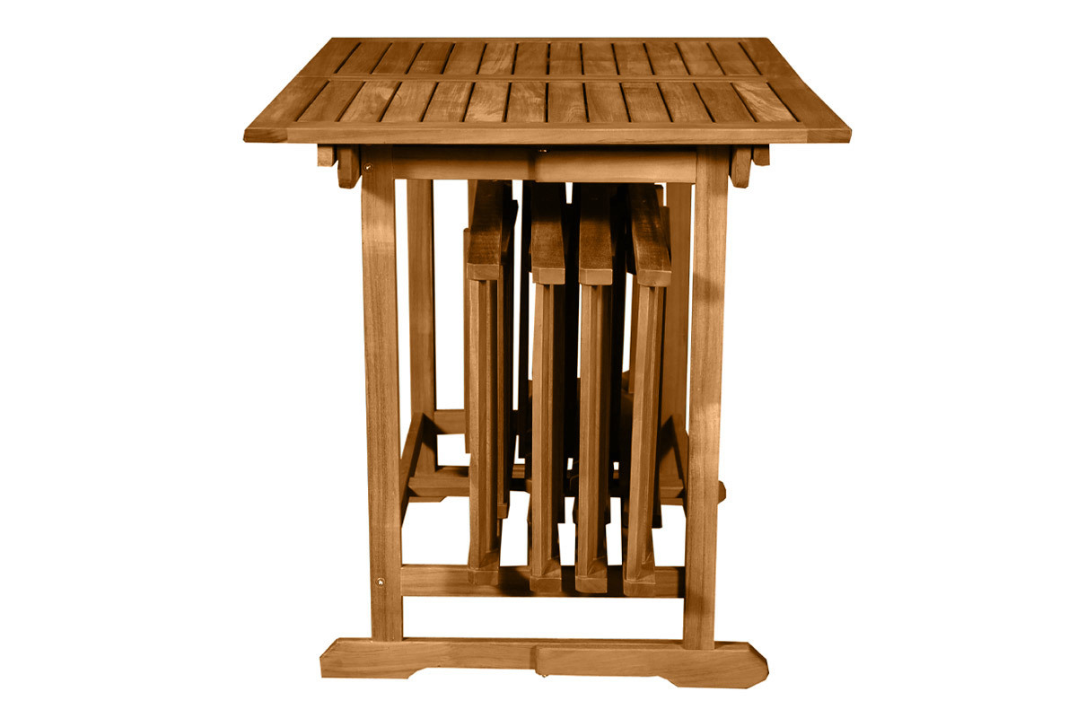 Table De Balcon Pliante En Bois Massif Acacia Carmen - L80 X P50 X H76 Cm, Plateau Rabattable, Idéale Petites Terrasses