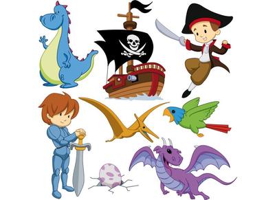 Stickers prince et pirate 30x30cm