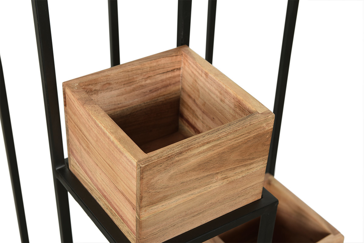 Support de plantes en bois massif et mtal noir L42.5 cm PIANO