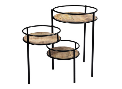 Support de plantes modulable en m&eacute;tal et manguier massif THREE