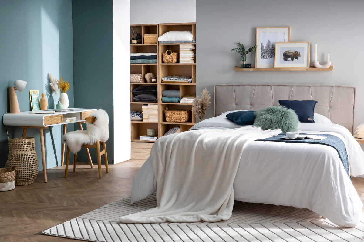 Support mural cadres photos - tagre linaire en bois clair chne L120 cm LINEA