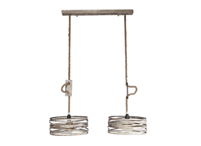 Suspension 2 lampes avec corde en zinc vieilli ROPE