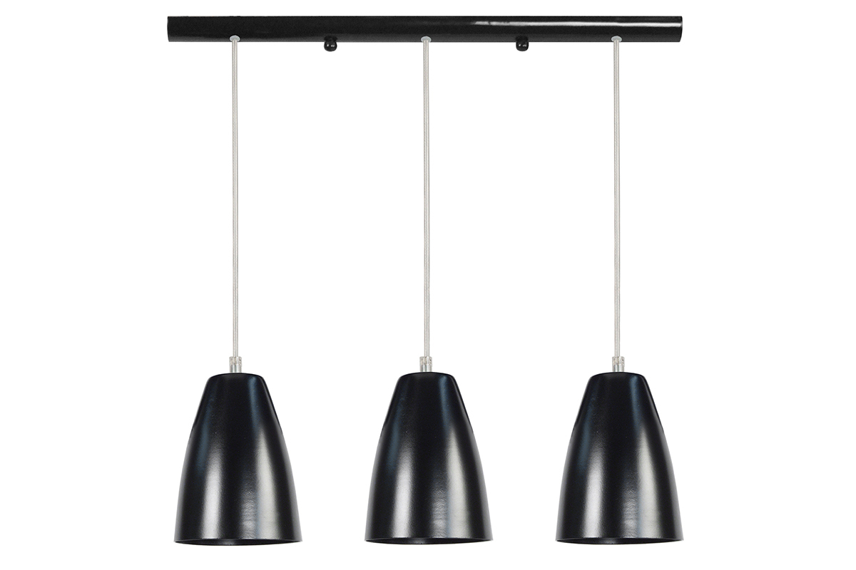 Suspension barre design 3 lumires noir FRIDAY