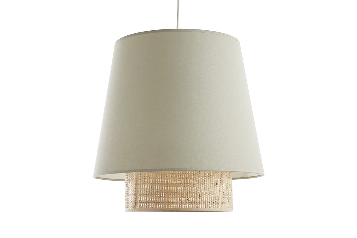 Suspension design bi-mati�re en rabane et coton vert sauge D40 cm JUME