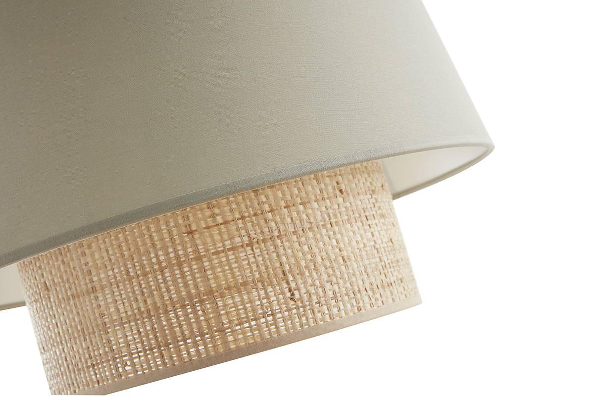 Suspension design bi-mati�re en rabane et coton vert sauge D40 cm JUME