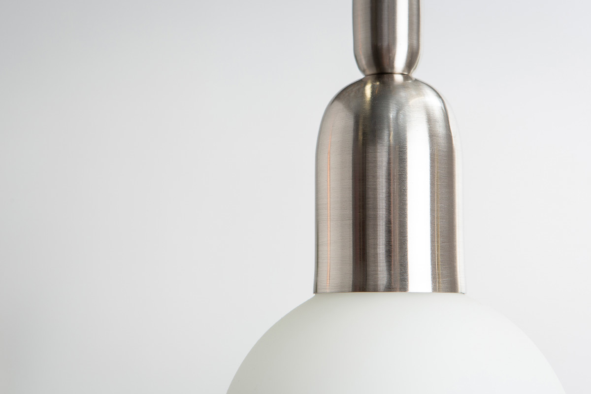 Suspension design m�tal chrom� et globe verre BULB