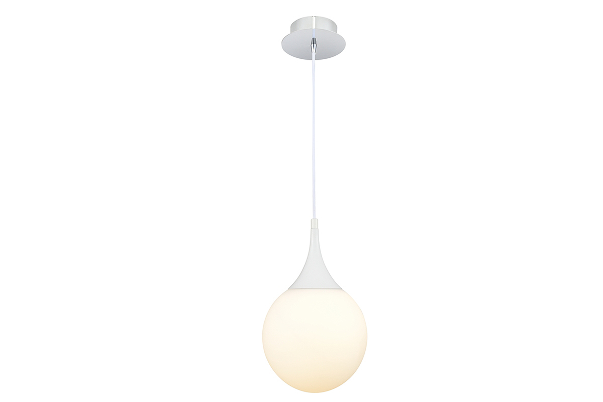 suspension design verre blanc 20cm DUKE