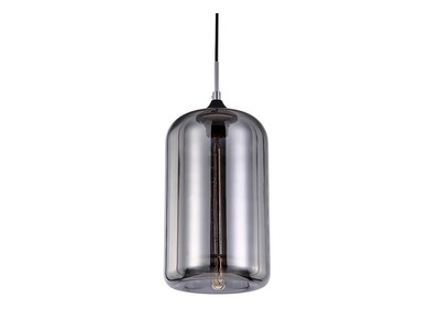 Suspension design verre souffl&eacute; transparent noir MILAN
