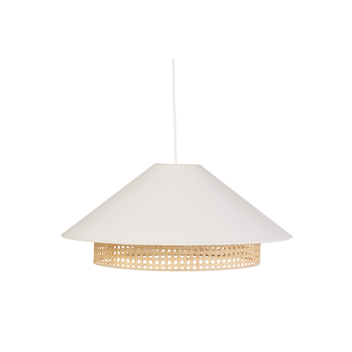 Suspension en coton écru et cannage rotin naturel D50 cm HAIKO Suspension en coton écru et cannage rotin naturel D50 cm HAIKO