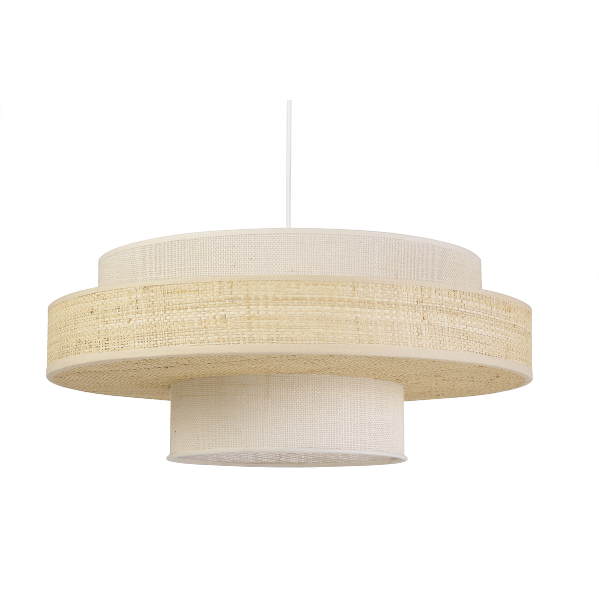 Suspension en jute blanche et rabane naturelle D50 WAKI Suspension en jute blanche et rabane naturelle D50 WAKI