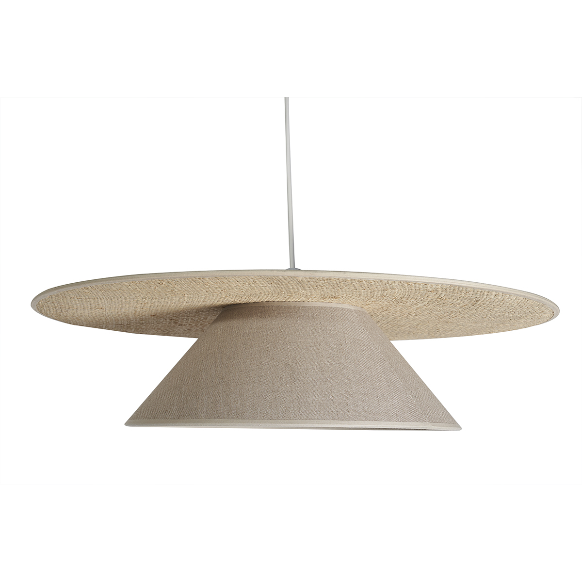 Suspension en lin beige et rabane naturelle L55 cm AZAMI Suspension en lin beige et rabane naturelle L55 cm AZAMI