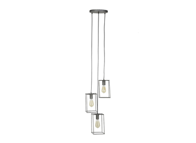 Suspension industrielle 3 lampes argent vieilli QUATRO