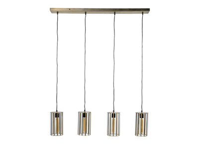 Suspension industrielle 4 lampes en m&eacute;tal bronze CANOPY