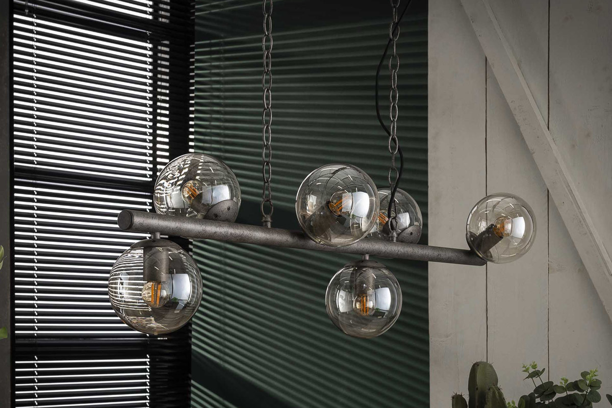Suspension industrielle 6 lampes en m�tal vieilli BLOW