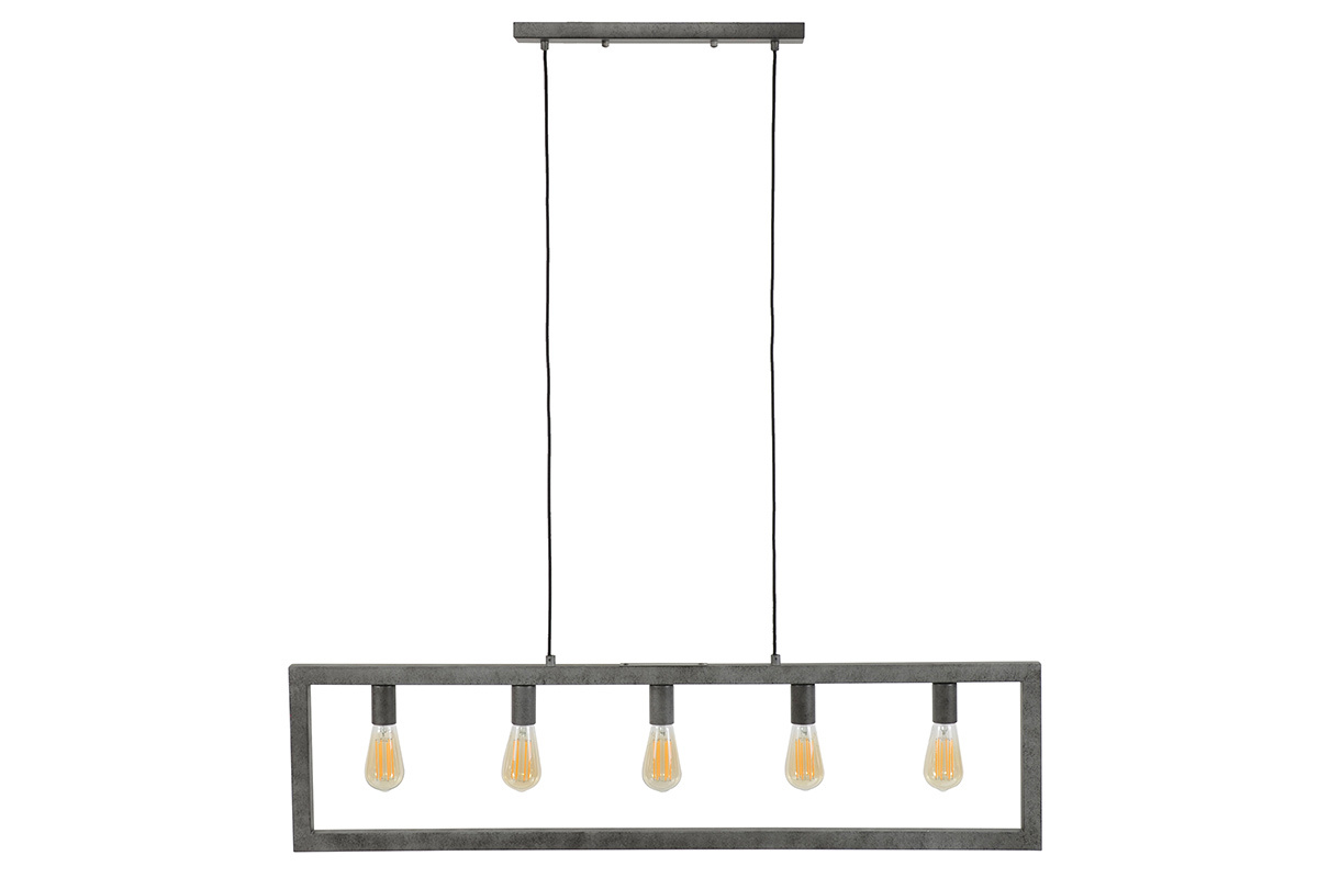 Suspension industrielle argent vieilli 5 lampes LIDO