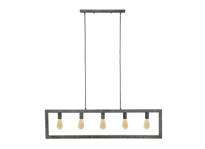 Suspension industrielle argent vieilli 5 lampes LIDO