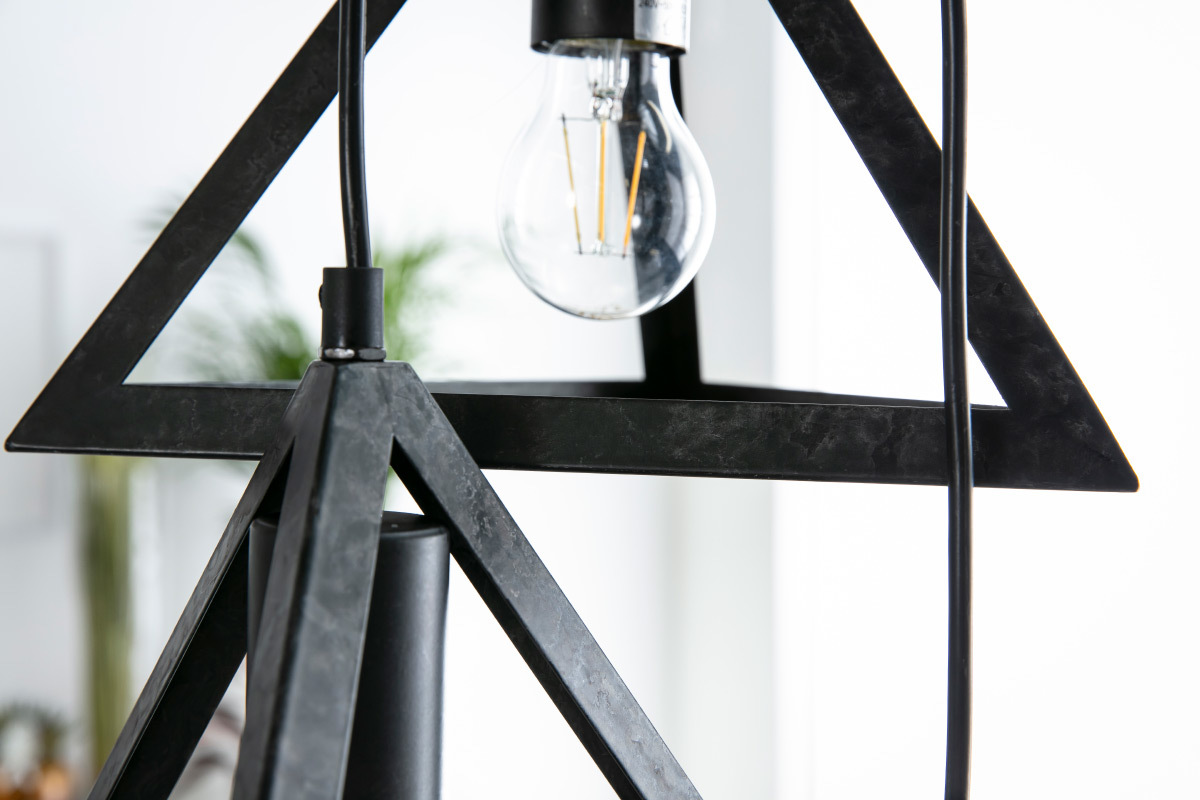 Suspension pyramide 3 lampes argent vieilli LOUVRE