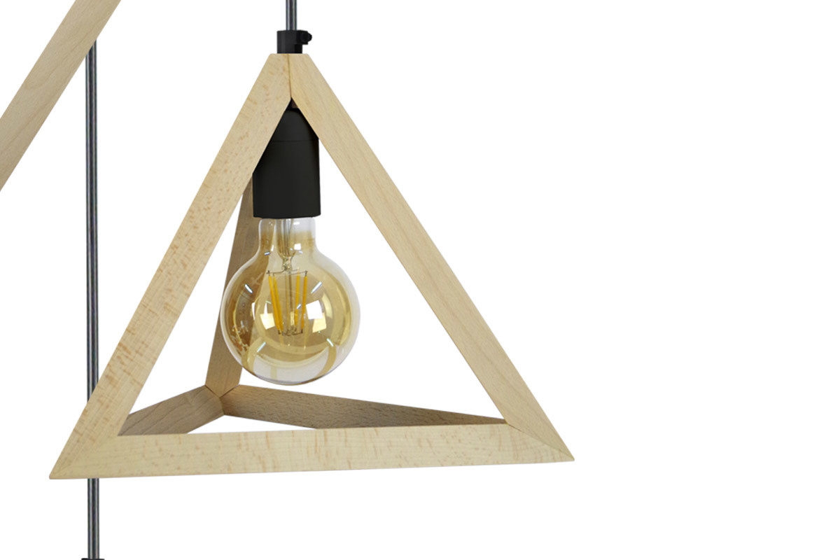 Suspension pyramide en bois 3 lampes DUNE