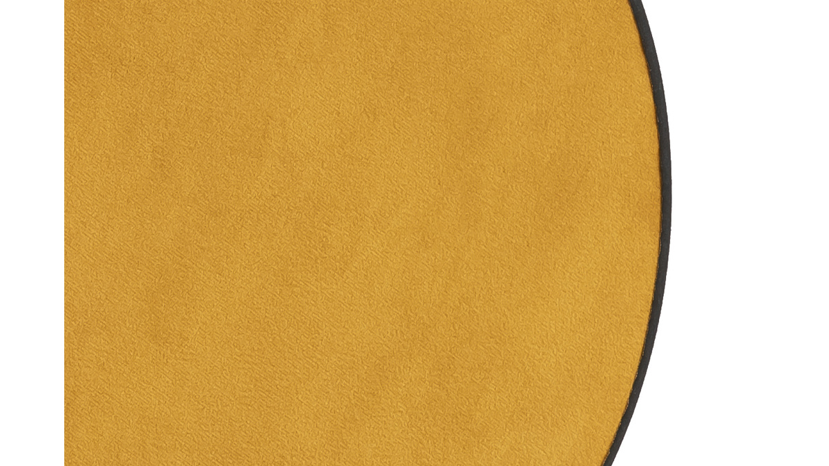 Suspension ronde bi-matière en tissu velours jaune moutarde et rabane naturelle D35 cm VERSO