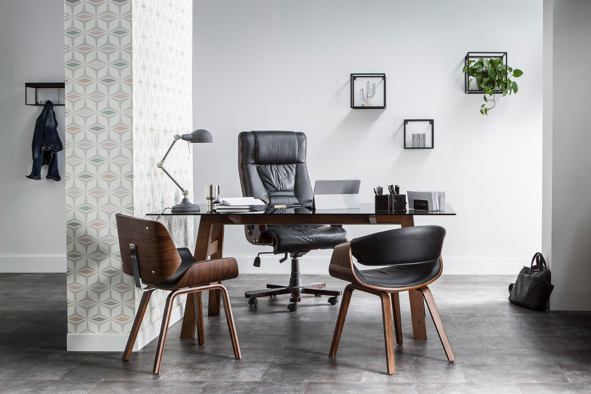 Table � manger design avec plateau en verre fum� noir 180 cm BACCO