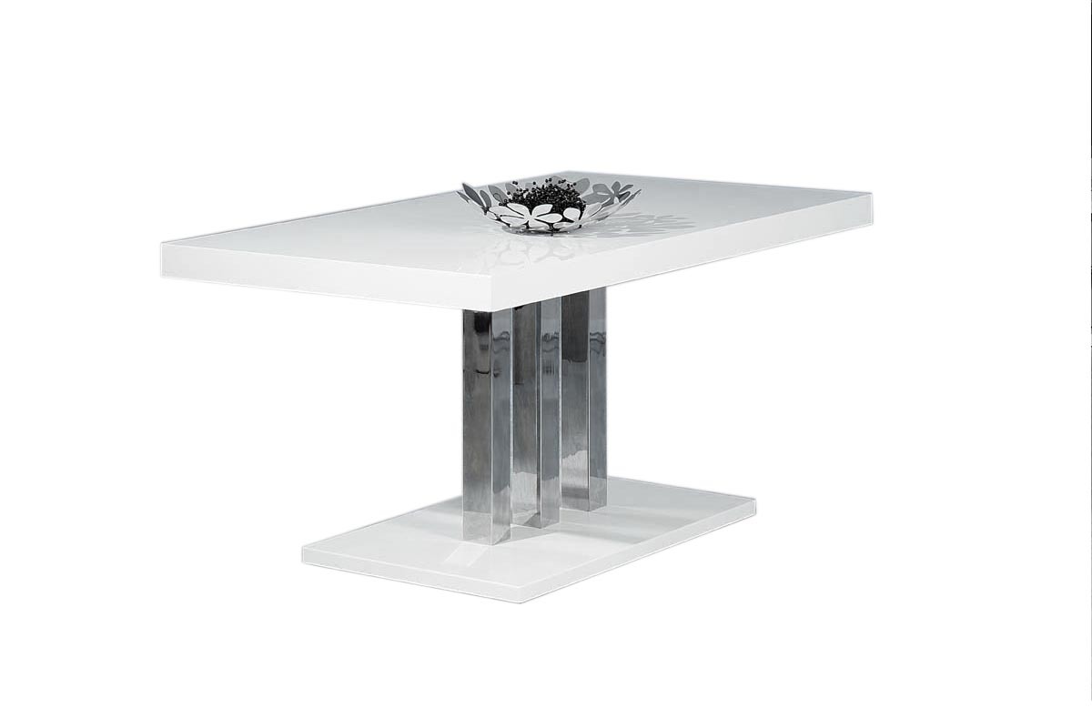 Table � manger design blanc laqu� L160 cm ORIANE