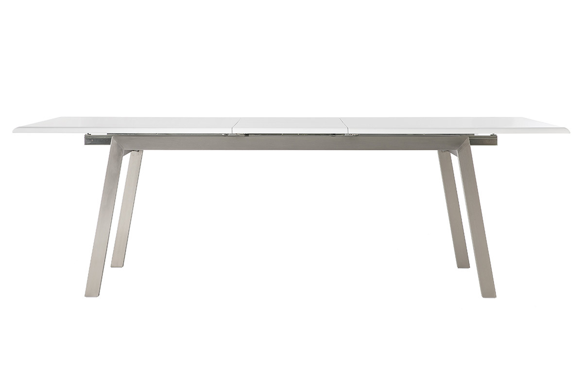 Table � manger design extensible blanche et m�tal L188-238 cm MARNY