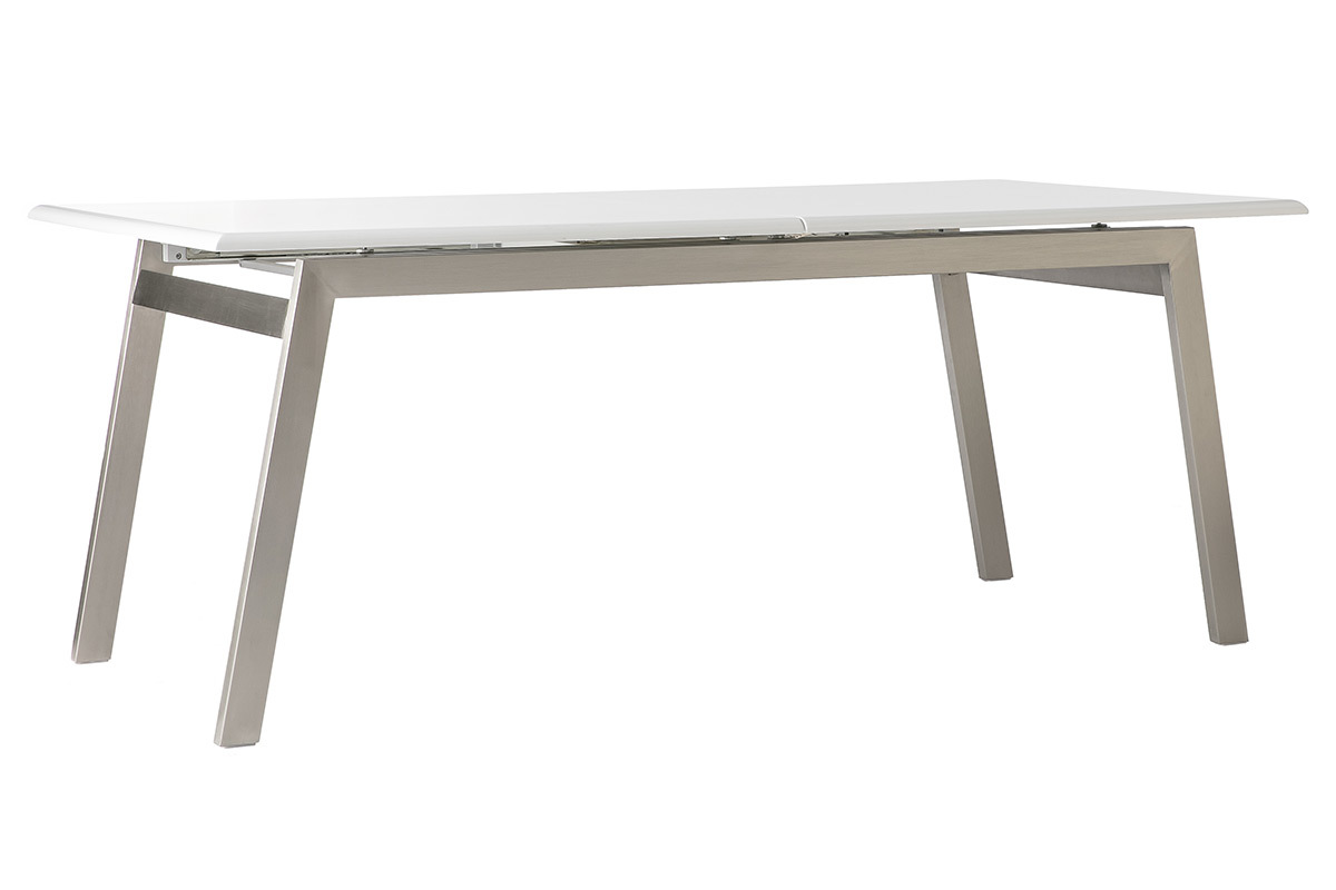 Table � manger design extensible blanche et m�tal L188-238 cm MARNY