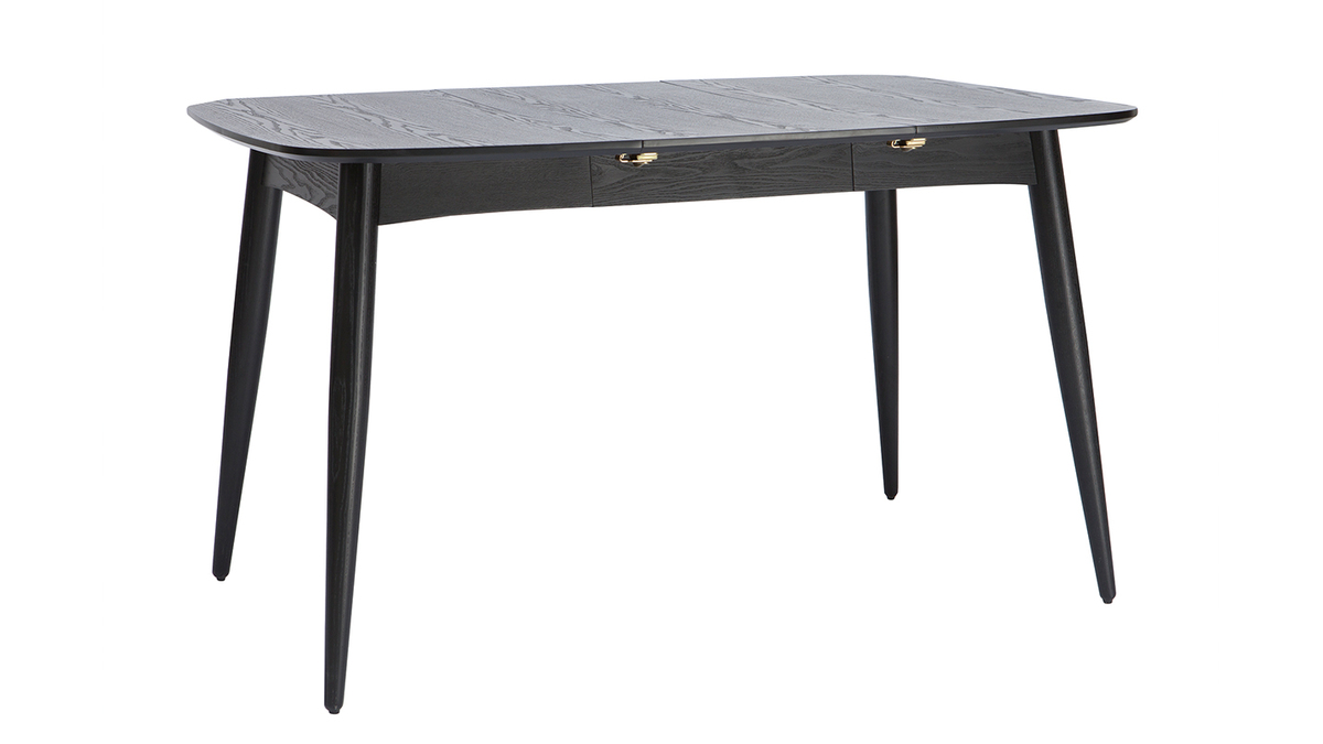 Table à manger design extensible noire L90-130 cm carrée NORDECO