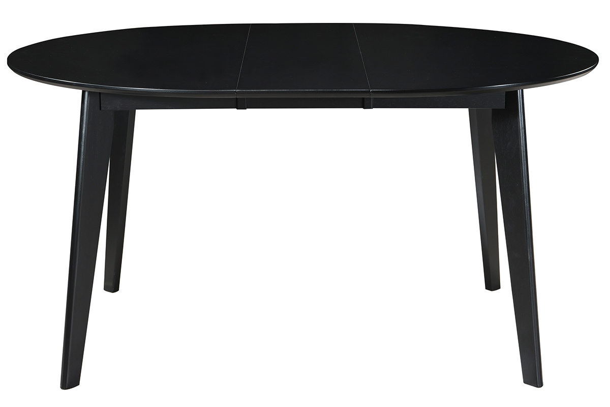 Table  manger ronde noire extensible vue de face.