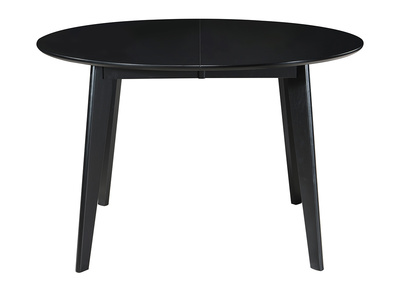 Table à manger design extensible ronde noire L120-150 cm LEENA