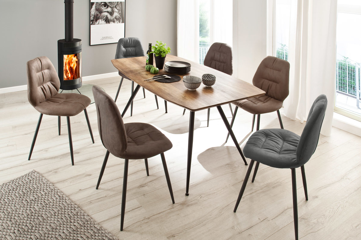 Table � manger design finition ch�ne sauvage et m�tal BOCCA