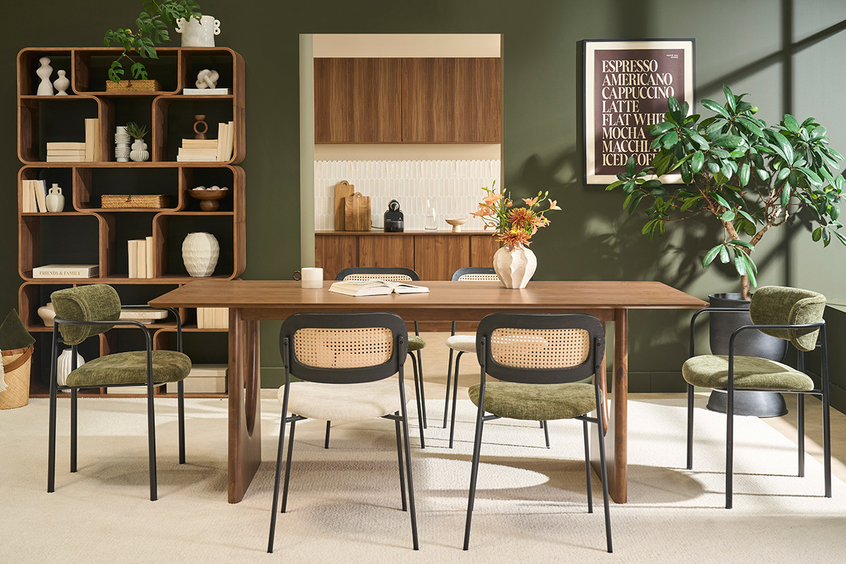 Table � manger design rectangulaire en bois fonc� noyer L200 cm KUALA