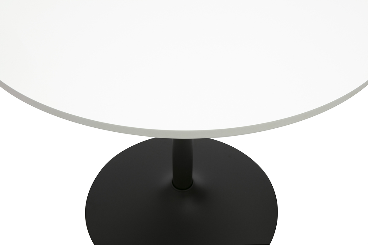 Table  manger design ronde blanche et mtal noir D90 cm CALISTA