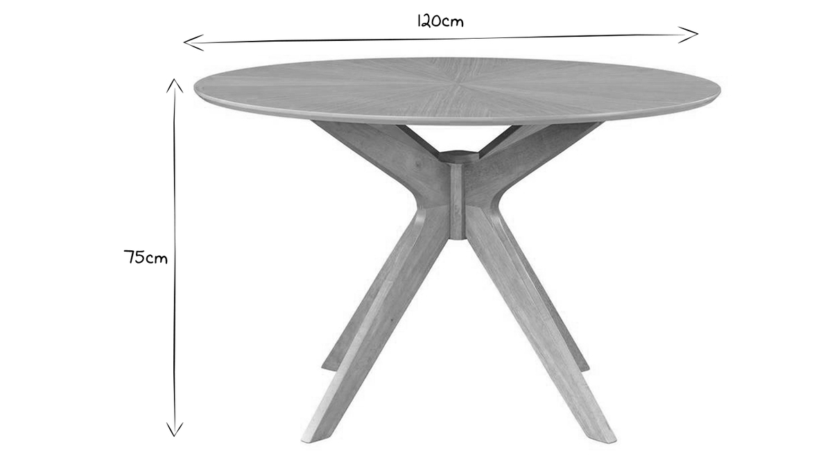 Table à manger design ronde chêne D120 cm DIELLI