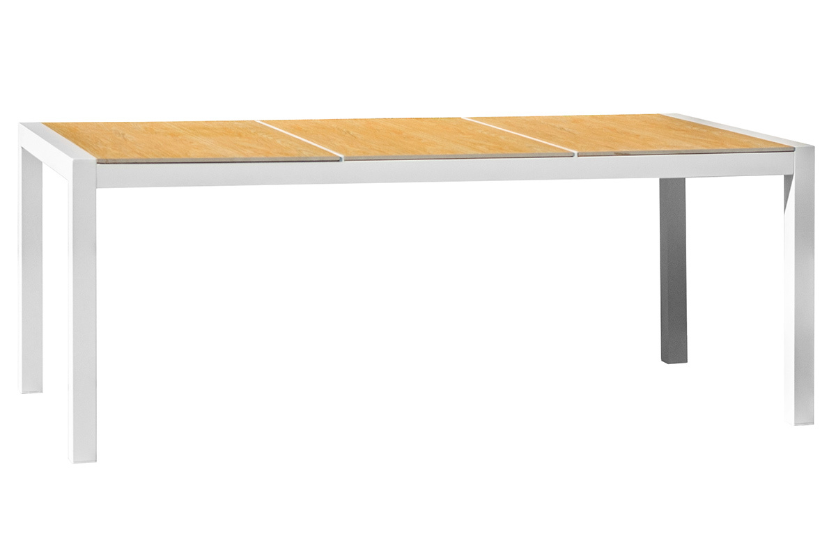 Table � manger d'ext�rieur blanc et bois BLANCA