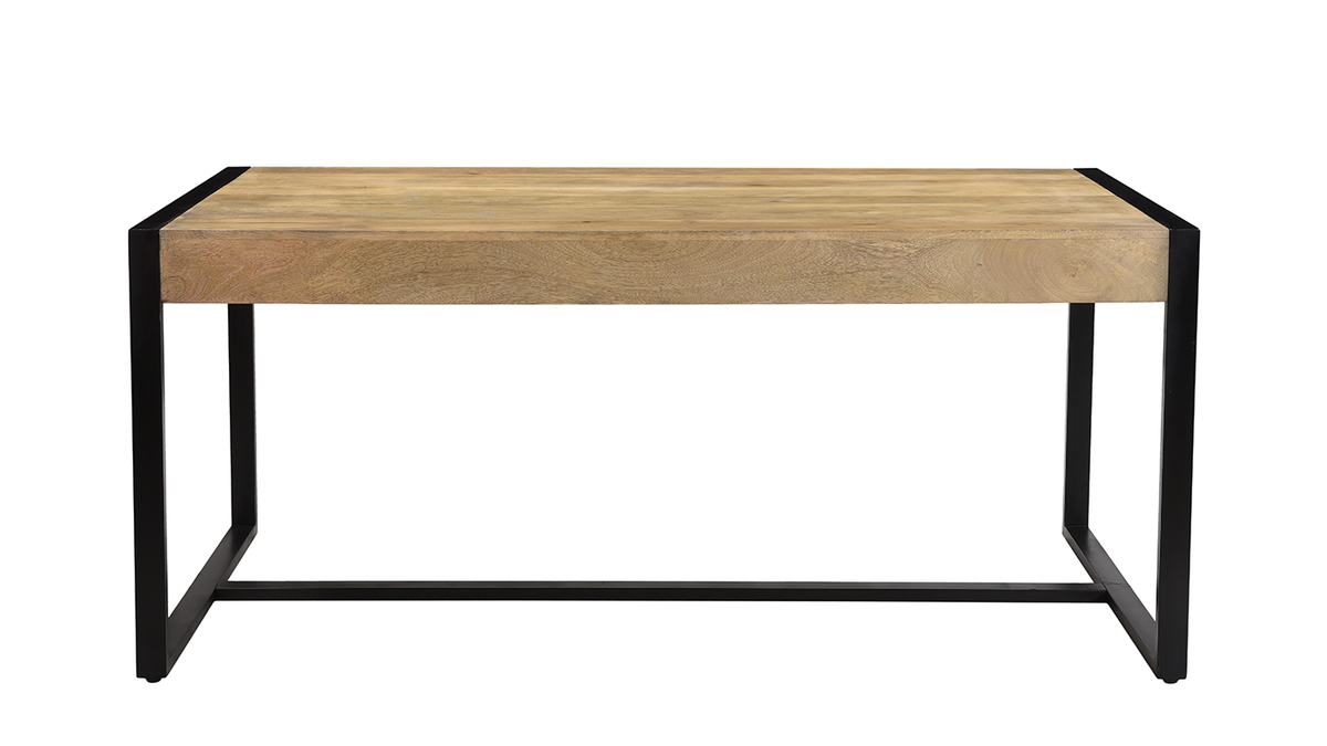Table à manger en bois manguier massif et métal noir rectangulaire L175 cm BERGEN