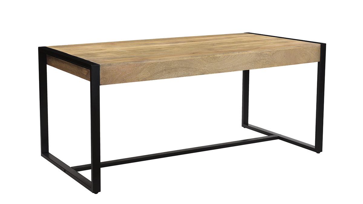 Table à manger en bois manguier massif et métal noir rectangulaire L175 cm BERGEN