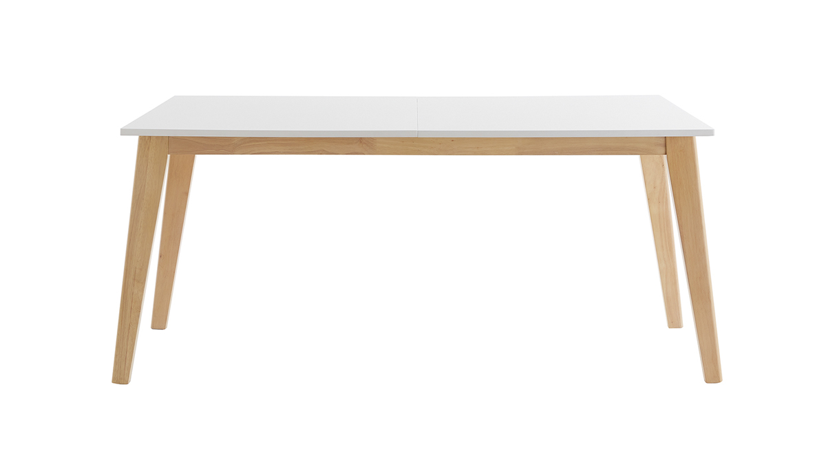 Table à manger extensible blanche et bois clair L160-205 cm SWAD