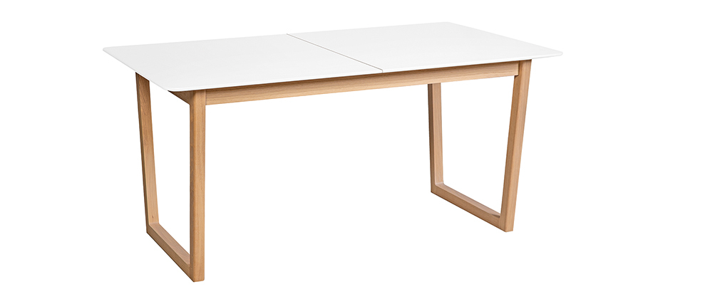 Table à manger extensible bois clair et blanc L160-240 cm LAHO