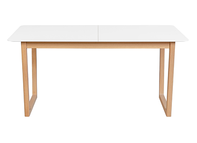 Table &agrave; manger extensible bois clair et blanc L160-240 cm LAHO
