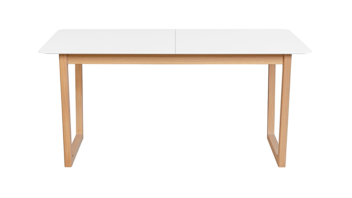 Table à manger extensible bois clair et blanc rectangulaire L160-240 cm LAHO