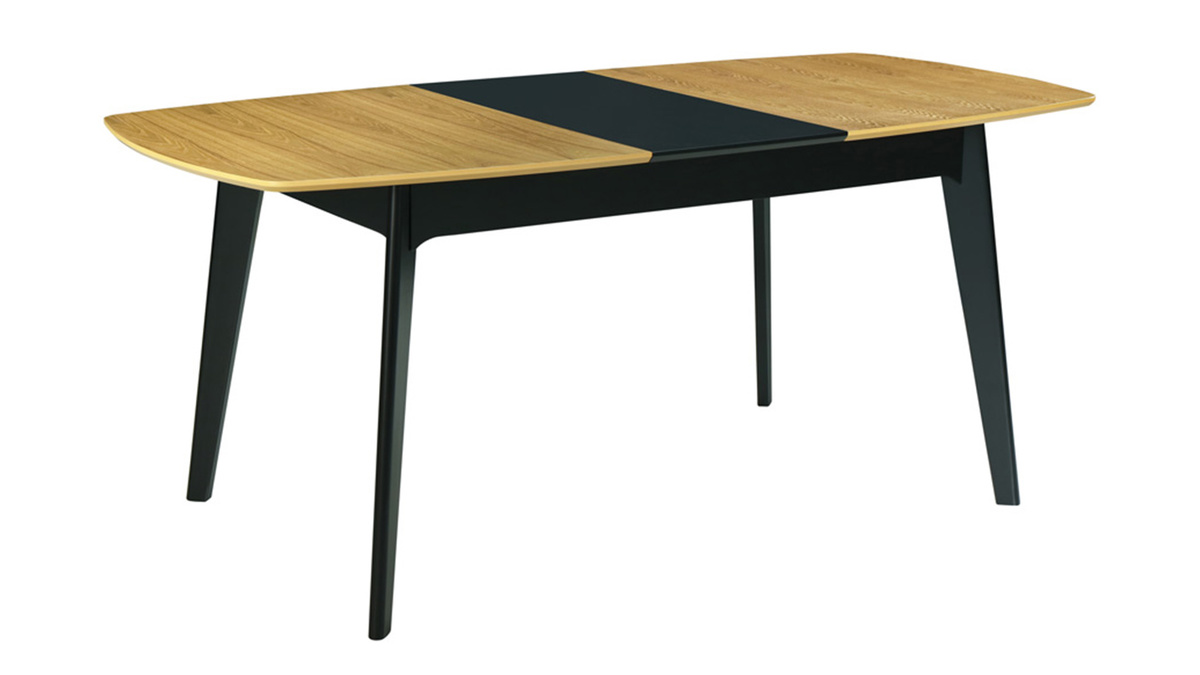 Table à manger extensible bois et noir L140-180 cm MEENA
