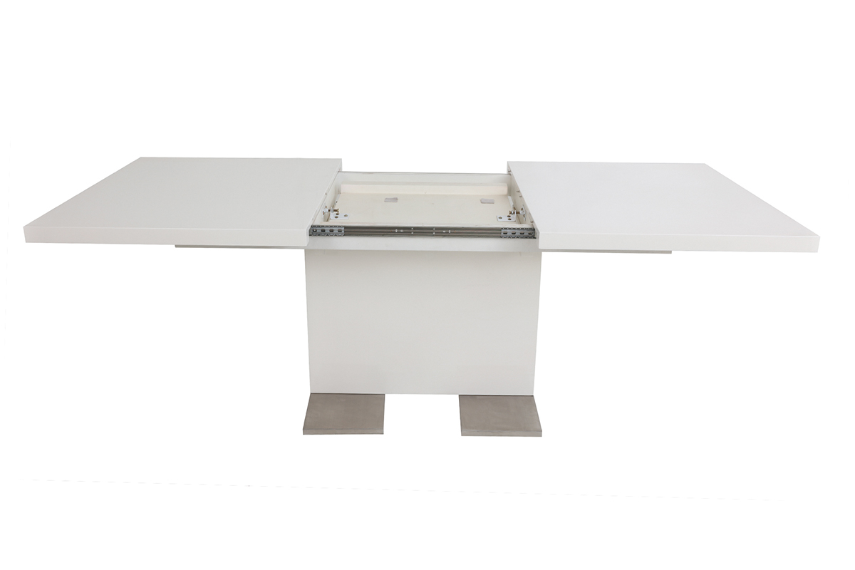 Table � manger extensible design laqu�e blanche L160-220 NEMIA