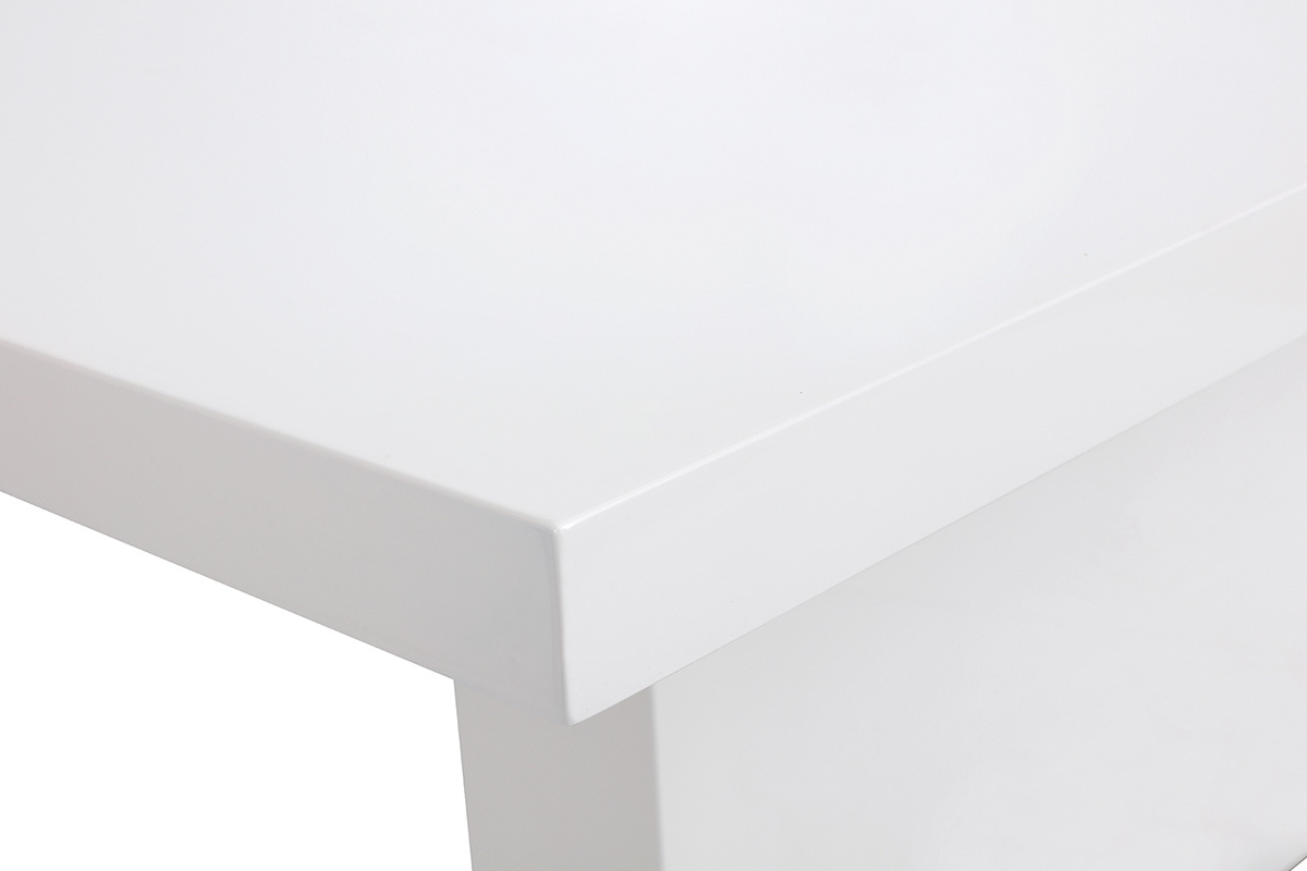 Table � manger extensible design laqu�e blanche L160-220 NEMIA